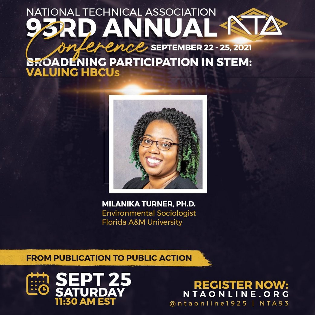 ntaonline1925's tweet photo. In 15 minutes, join us for "From Publication to Public Action", when Dr. Turner will share her journey to getting her article published and discuss how to move written work for publications and journals into public action and social discourse. 

#PublicAction #STEM https://t.co/1NWVorMqWZ