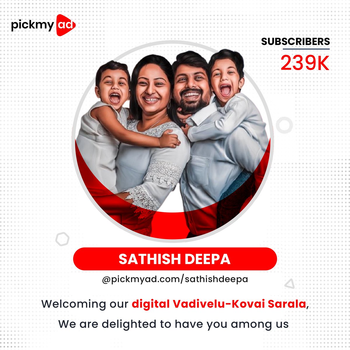 Not just a metaphor in referring them to legendary performers, this entertaining energetic couple does each video & reel with the same passion as they would do on the silver screen. 
@pickmyad welcomes #Sathishdeepa onboard.
#youtubers #pickmyad #influencermarketing #branding