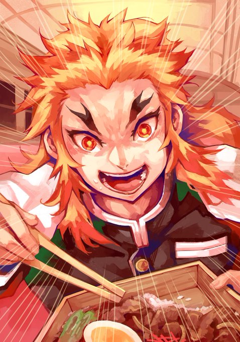 雨札京志郎さんがTwitterに投稿した煉獄杏寿郎(鬼滅の刃)のイラスト。