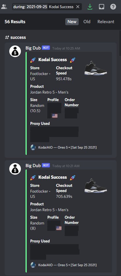 AbbasV2 (@abbxsv2) on Twitter photo Slight work done today!
Bot: <a href="/KodaiAIO/">Kodai</a>
Proxies: <a href="/LEMONPROXY2020/">LEMONPROXY</a> <a href="/ScarletProxies/">Scarlet Proxies</a> <a href="/SurgeProxies/">Surge Proxies</a> <a href="/SerpentProxies/">Serpent</a>
CG: <a href="/Preme_Profits/">Preme_Profits</a>
Total Checkouts: 56 Slight work done today!
Bot: <a href="/KodaiAIO/">Kodai</a>
Proxies: <a href="/LEMONPROXY2020/">LEMONPROXY</a> <a href="/ScarletProxies/">Scarlet Proxies</a> <a href="/SurgeProxies/">Surge Proxies</a> <a href="/SerpentProxies/">Serpent</a>
CG: <a href="/Preme_Profits/">Preme_Profits</a>
Total Checkouts: 56