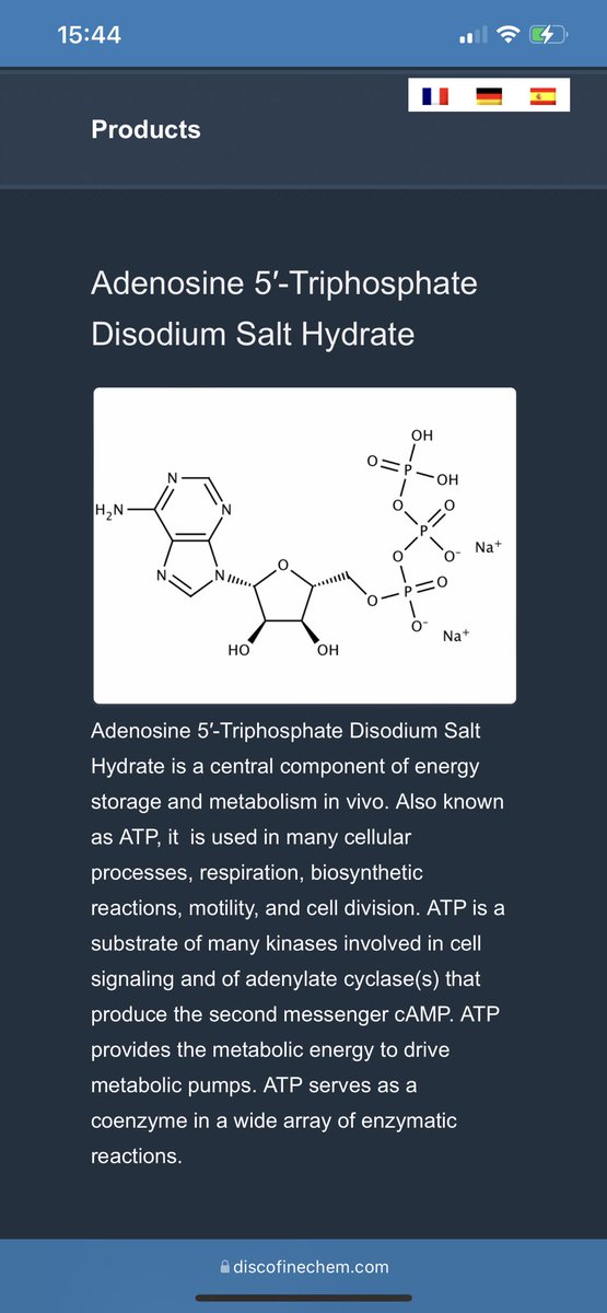 Adenosine 5′-Triphosphate Disodium Salt Hydrate cas 987-65-5 now available in special bulk packs 100g-10kg