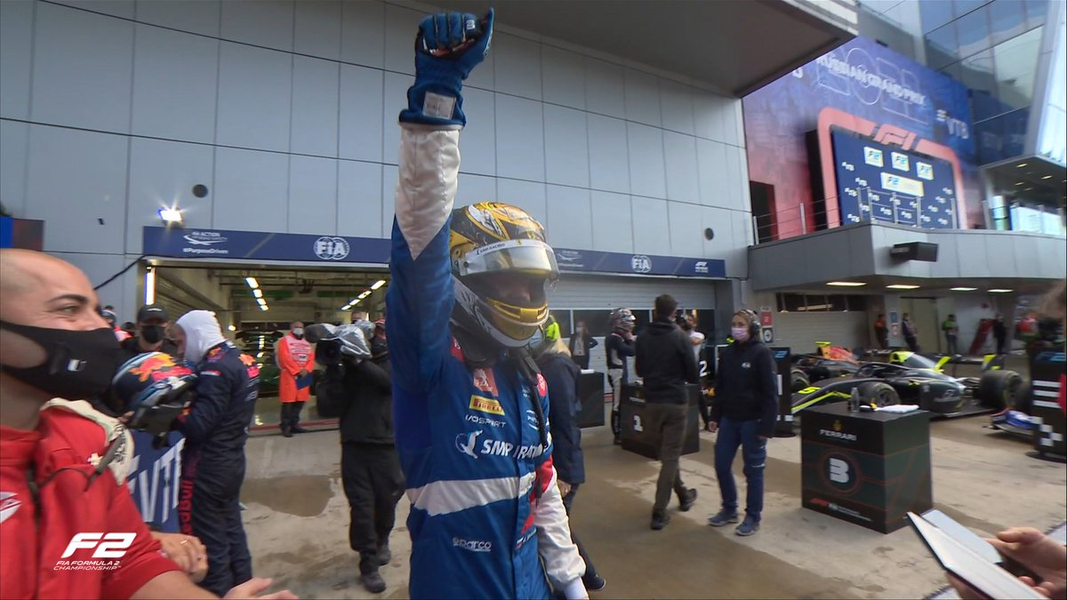 Formula2's tweet photo. A podium for the home hero! ✊

#RussianGP #F2 https://t.co/qIEkC8Cibu