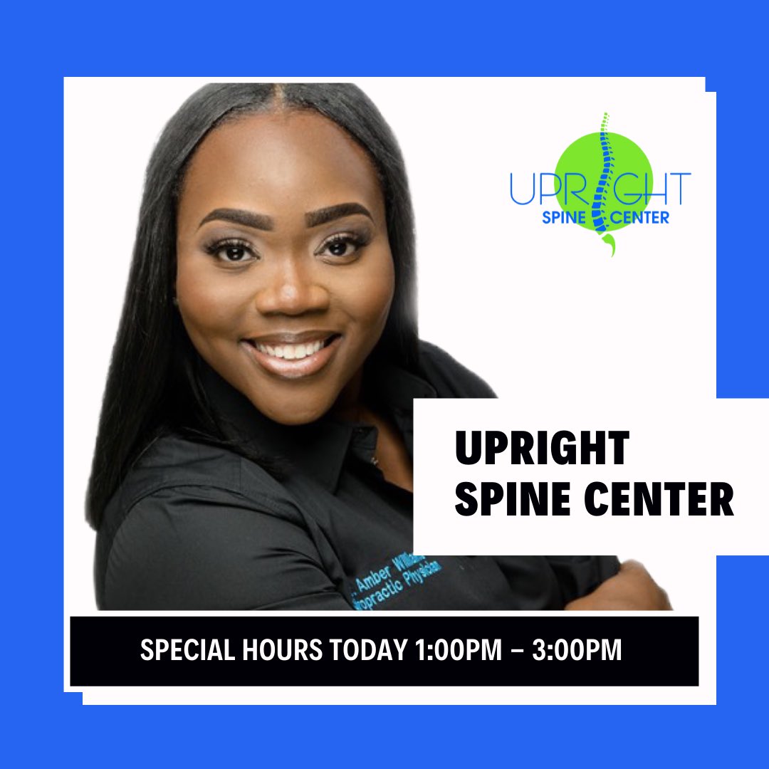 UprightSpine's tweet photo. Open today from 1:00pm-3:00pm. Accepting new patients. Come on in and get Upright! Call (305) 964-7413 or visit our website for booking. https://t.co/sCKJC9SzTg https://t.co/D1FmE7wBsv