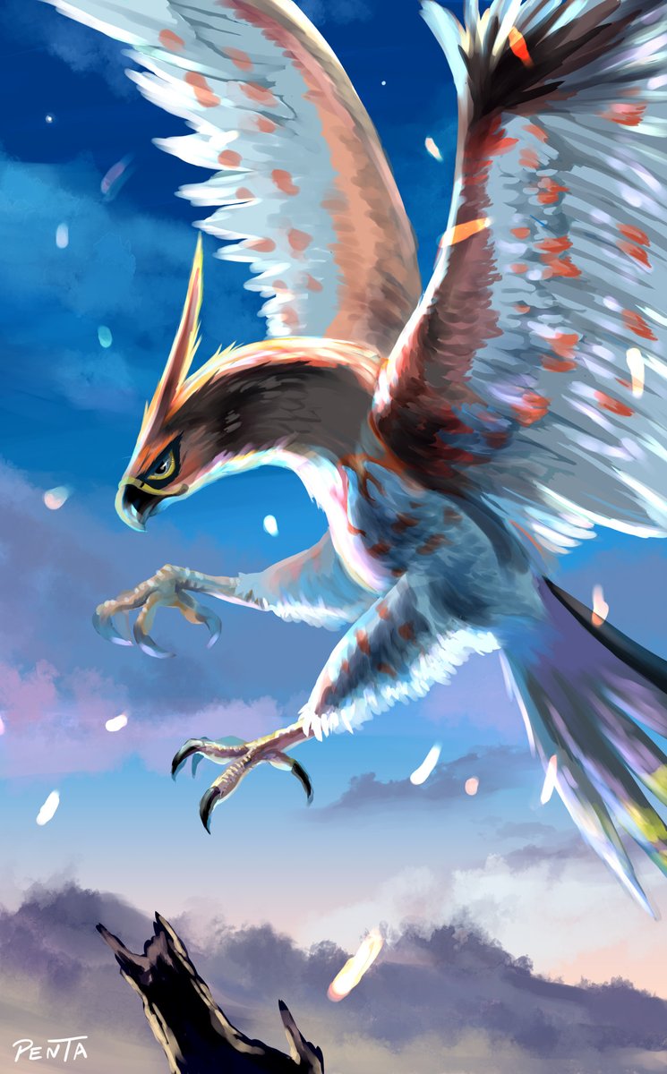 pokemon (creature) no humans talons sky outdoors bird solo  illustration images