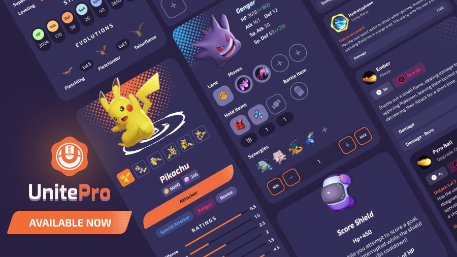 unite_pro's tweet photo. Hi Pokémon Trainers, UnitePro is available now! 
🔗 https://t.co/MEVQ9wfwRX
Stats,Moves,Formulas,Holowears,Items and sharable Team Builds (5 BUILDS!).

#pokemon #PokemonUNITE @PokemonUnite @poke_unite_jp @poke_unite_kr @Pokemon @PokemonIT @PokemonFR @Pokemon_ES_ESP @Pokemonlatam https://t.co/p8b6SDMPLn