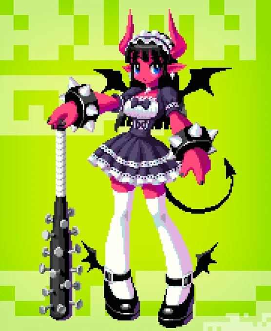 #ドット絵 #pixelart 
着せ替え悪魔娘を描きました!🥰 