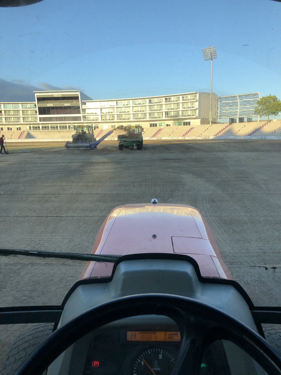 Started the outfield renovation work this week @TheAgeasBowl <a href="/PremierPitches/">Premier Pitches</a> team stripping off the outfield with <a href="/CampeyTurfCare/">Campey™ Turf Care Systems</a> koro <a href="/MJAbbottLtd/">MJ Abbott Ltd</a> putting secondary drainage in <a href="/GKBmachines/">GKB Machines</a>  #makingimprovements