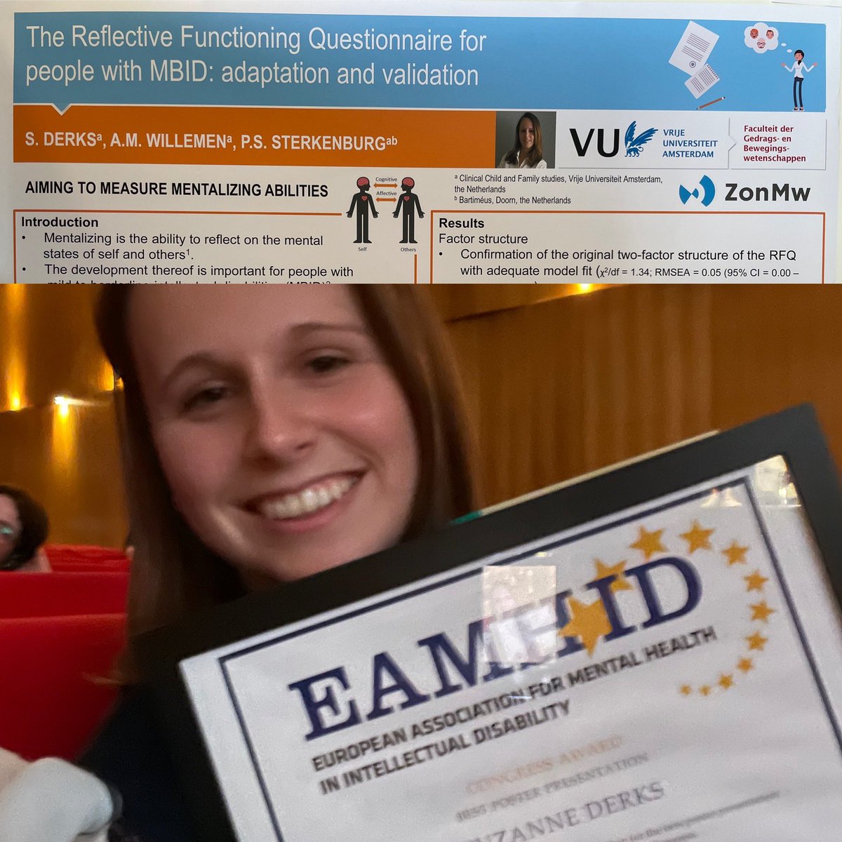 PaulaSSt's tweet photo. Poster prijs voor Suzanne Derks tijdens #eamhid congres in Berlijn. Gefeliciteerd Suzanne!
@VU_FGB @Bartimeusnieuws @Ons2eThuis https://t.co/rLj6sYv6TD