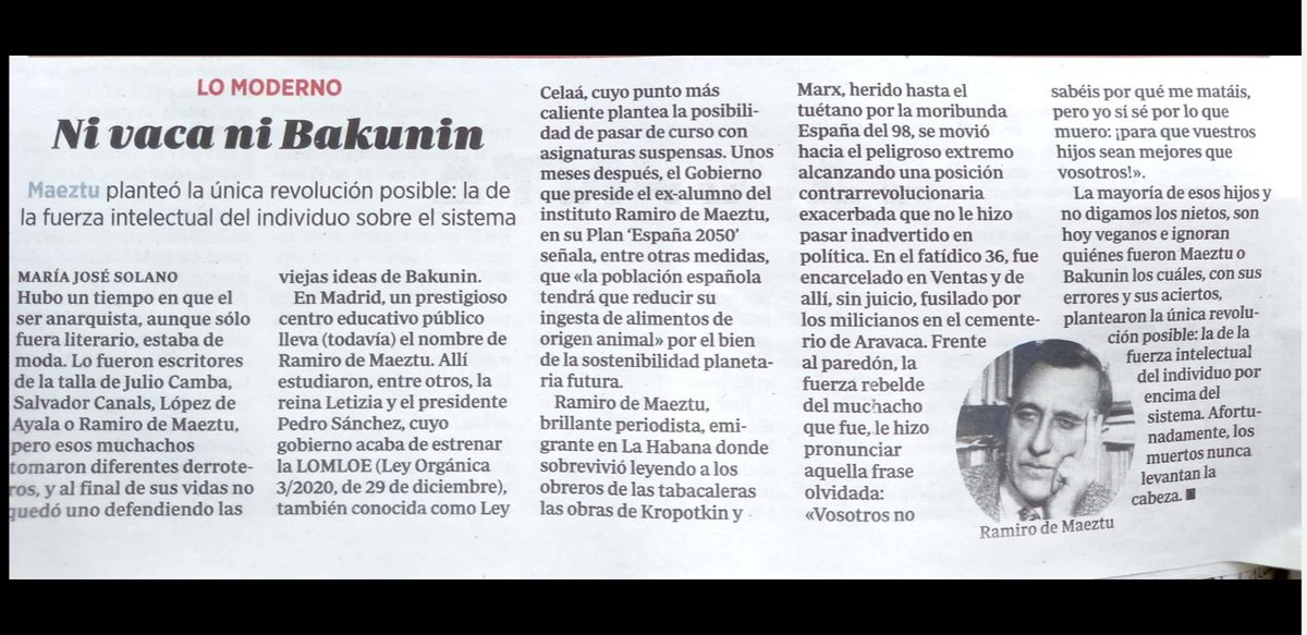 mjsolanofranco's tweet photo. "Vosotros no sabéis por qué me matáis, pero yo sí sé por lo que muero:¡para que vuestros hijos sean mejores que vosotros!". #ramirodemaeztu @ABC_Cultural @abc_cultura #iesramirodemaeztu #Madrid https://t.co/RJ4eWgFAEa