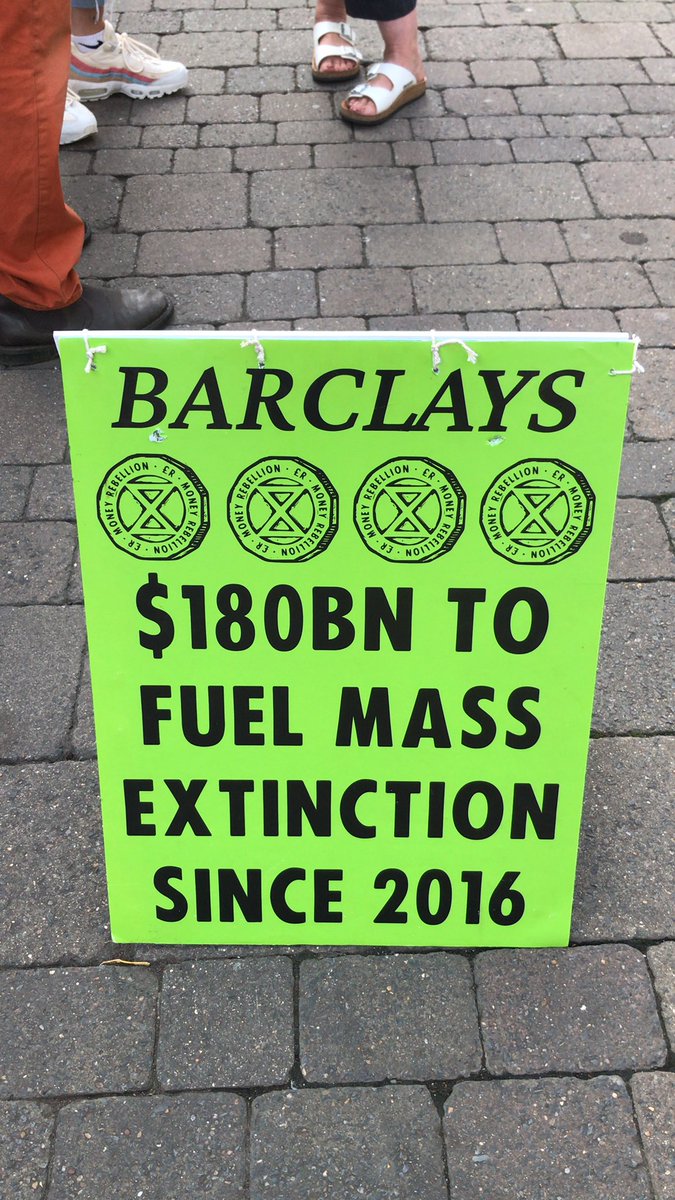 XRCheltenham's tweet photo. We are protesting against #barclays today in #gloucester telling the truth about $180bn investments in fossil fuels since 2018 #changebank https://t.co/a8ujbTVkMs