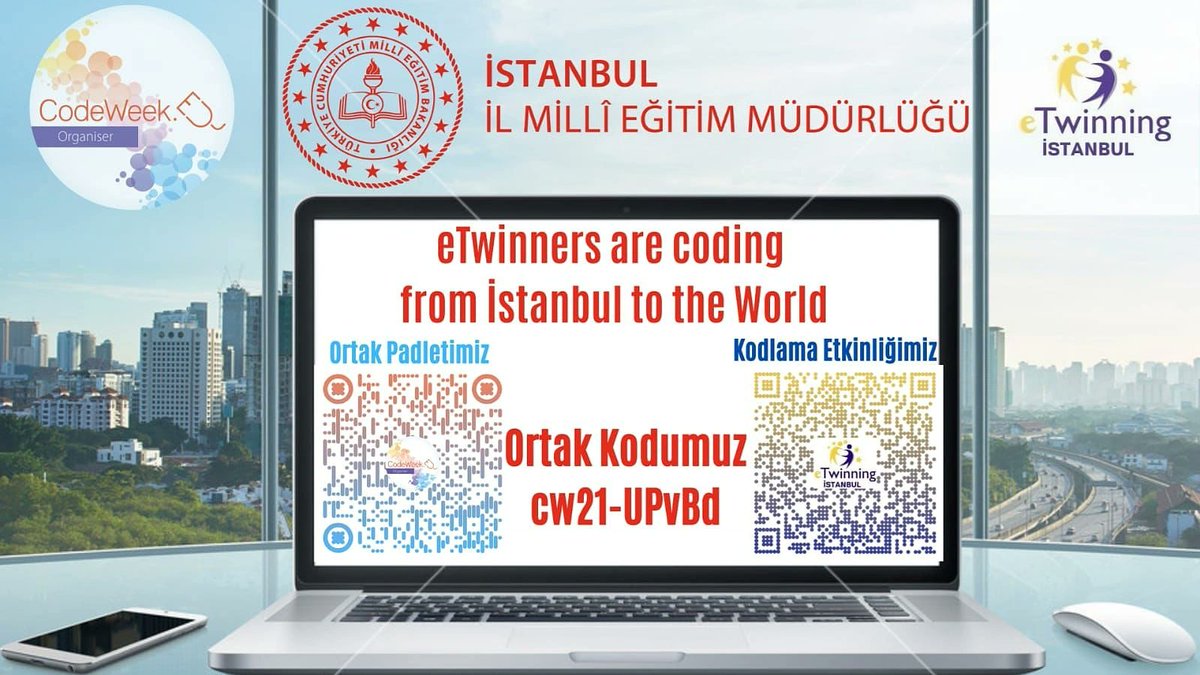 Değerli eTwinning Ailemiz,ortak kodumuz cw21-UPvBd ile 9-24 Ekim arasında kodlama etkinliği oluşturabilir,padletimize ekleyebilirsiniz🍀
codeweek.eu/view/368202/et…
tr.padlet.com/Firstlight/e6n…
<a href="/memleventyazici/">Levent Yazıcı</a>
<a href="/istanbulilmem/">İstanbul İl Millî Eğitim Müdürlüğü</a> 
<a href="/tretwinning/">eTwinning Türkiye</a> 
<a href="/eTwinningEurope/">eTwinningEurope</a> 
<a href="/CodeweekTurkiye/">Code Week Türkiye</a>
<a href="/CodeWeekEU/">EU Code Week</a>