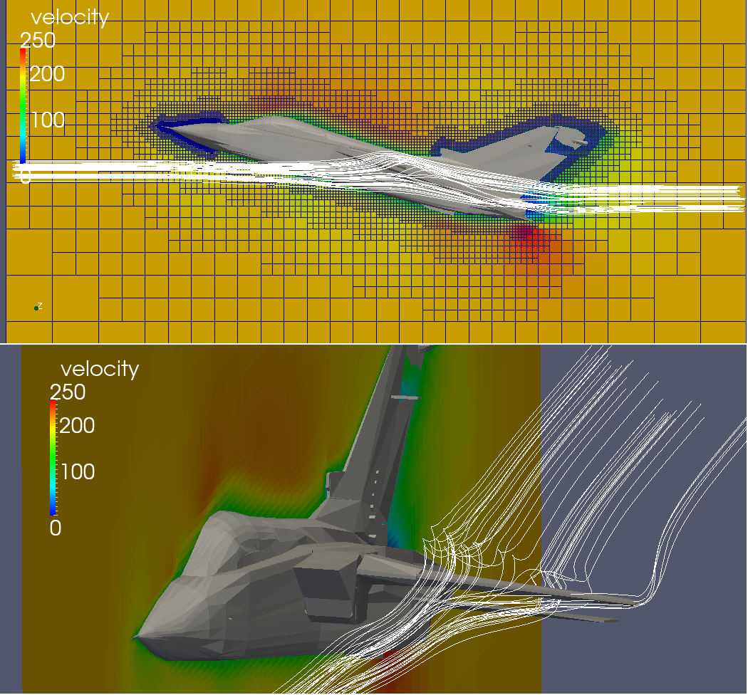 garcfd's tweet photo. #UFOCFD (octree) quick test of new variable surface refinement feature (VSR) flow solver at V=200m/sec #Tornado geometry ...only 1000 iterations (not fully converged) #automeshing creates 0.5 million cells. Meshing and VTK file write takes only 8 seconds. #simulationFriday https://t.co/TJygxBKIQE