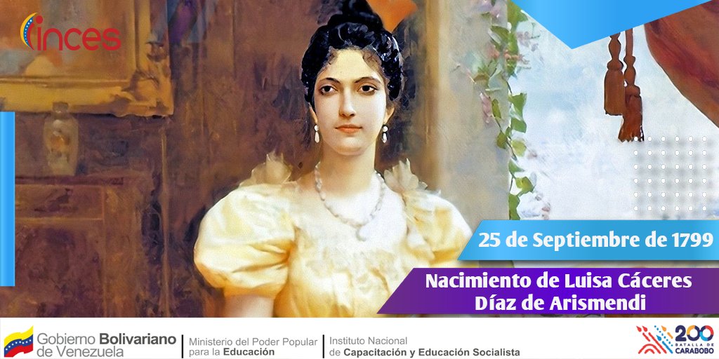 IncesTrujillo1's tweet photo. Hoy #25Sep recordamos a una de nuestras heroínas de la gesta independentista: Luisa Cáceres de Arismendi, a 242 años de su nacimiento en Caracas. https://t.co/aD2TF7w21k