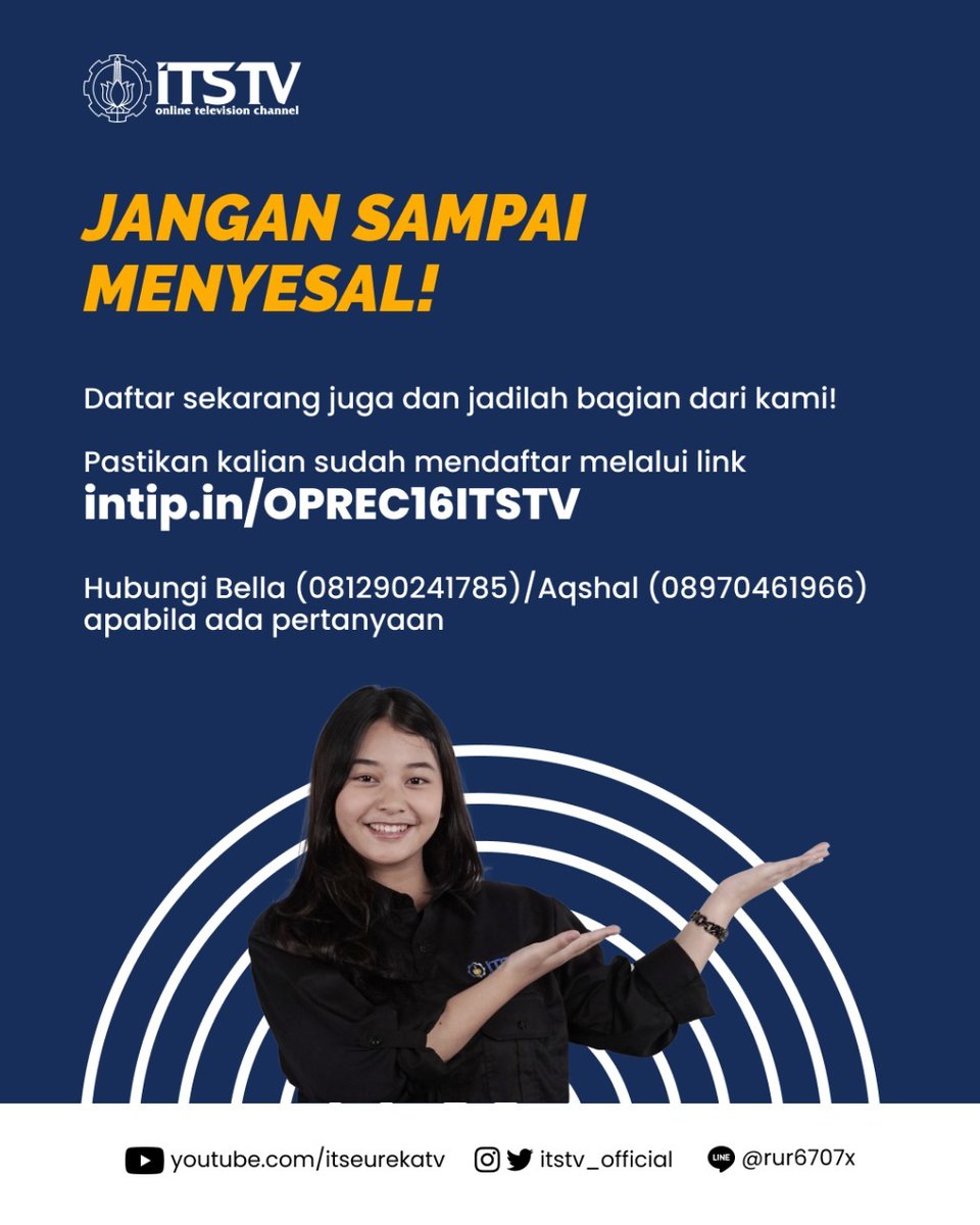 its_campus's tweet photo. Pendaftaran hanya sampai tanggal 2 Oktober 2021 melalui link
https://t.co/Cn0RnVdO34
Gass langsung aja geser postingannya dan jangan lupa ajakin teman-teman kamu ya rek! 🔥
#ITSCampus #ITSSurabaya #ITSTV https://t.co/Cl3q9TnWCm