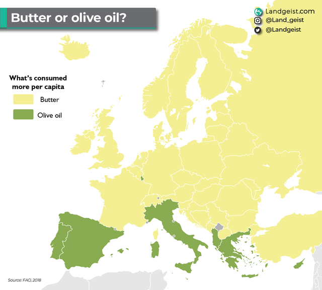 Butter or olive oil in Europe

Source: <a href="/landgeist/">Landgeist Maps</a>