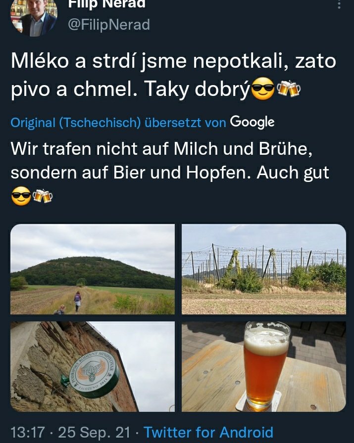 bartlebeer's tweet photo. @FilipNerad "Das Land von Milch und Honig wird zum Land von Bier und Hopfen."

🇨🇿🇩🇪🇦🇹

Twitter translate: "...oder Milch und Brühe?" 

#CaféÜ #PivníČeštiná 
#BeerCzech #BierTschechisch 
#BeerAndBroth #MilchUndHonig https://t.co/YFJEh3RTWT