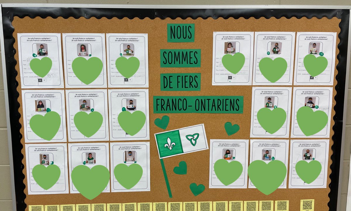 Bonne journée des #FRANCOONTARIENS 💚🤍 #MonBeauDrapeau j’en suis fière, et on l’a célébré hier à l’école #DonBosco #cscdgr avec un super Mega spectacle et pleins d’activités comme la création de nos fiches d’identité 👤 On chante et on danse en français! 🥰