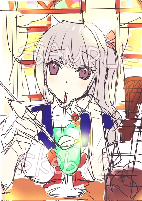 #Skeb #Commission skebリクエスト17【ラフ】 メロンソーダと女の子  リクエストありがとうございます 最近アピールにお応え頂ける確率がぐっと上がりました!納品数が増えてきたおかげかと思いますクライアント様方に感謝  今回はこんな子とデートがしたい!をテーマに描いてみました