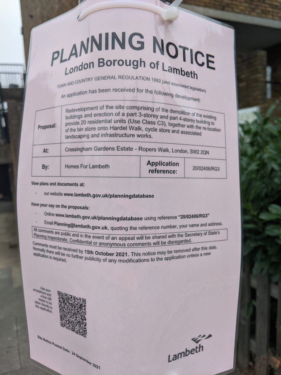 It is starting again.  Lambeth submitting another planning application to demolish Cressingham Gardens.  We are fundraising again… gofundme.com/f/savecressing…