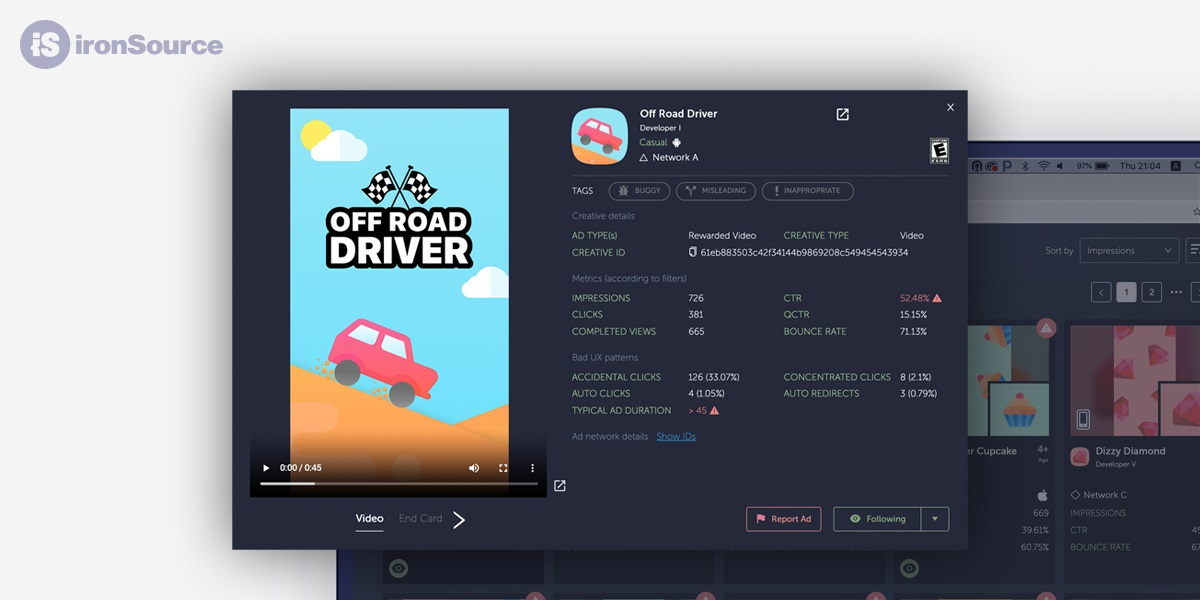 BhargavPatelIQM's tweet photo. .@ironSource offers an #AdQuality solution to help developers track and optimize ad revenue for their games. Their solution also offers churn analysis, which helps the app developer understand which variables are causing users to bounce. #AdTech https://t.co/wF9YuKA5hR https://t.co/3z8tkhKnOj
