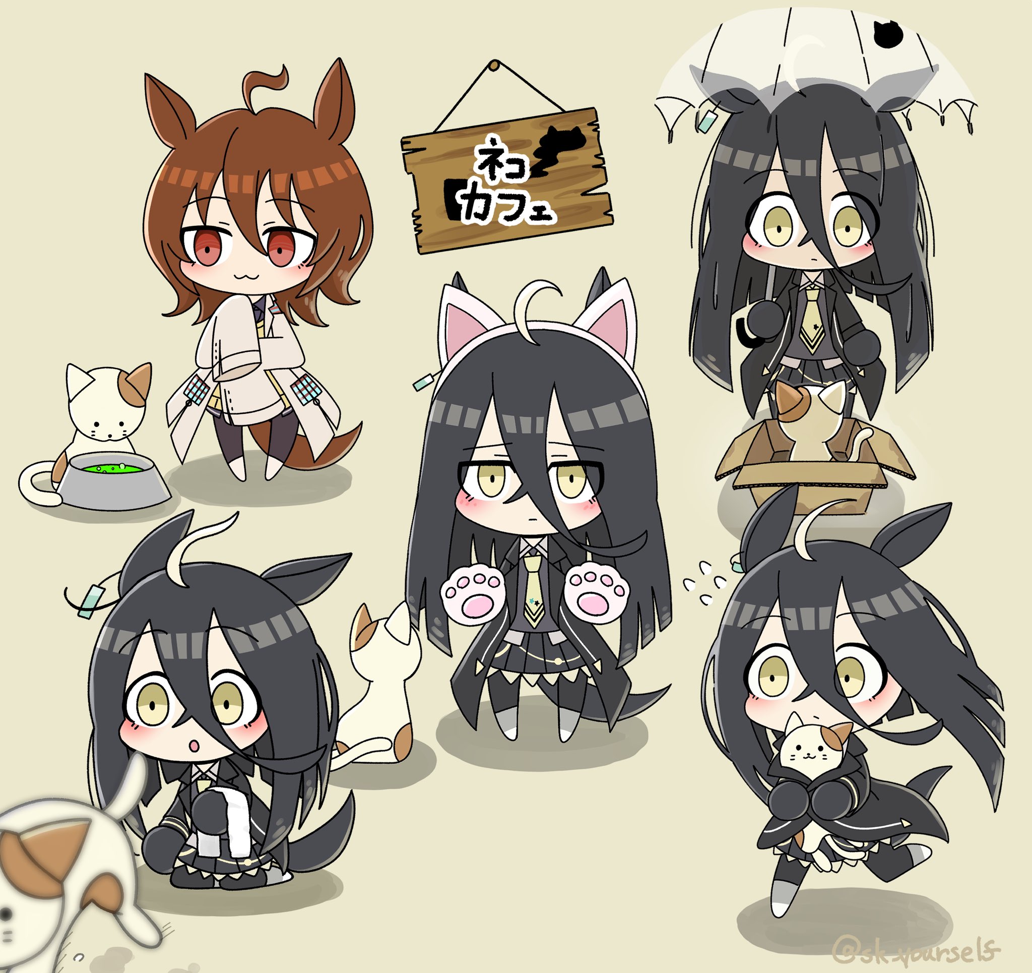 α1 ウマ娘 ミュシャ風&猫カップ マンハッタンカフェ スリーブ&プレイマット α1 ウマ娘 ミュシャ風&猫カップ マンハッタンカフェ スリーブ