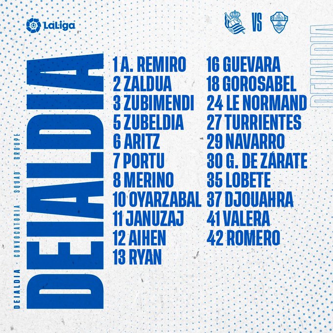 Los convocados por Imanol ante el Elche.