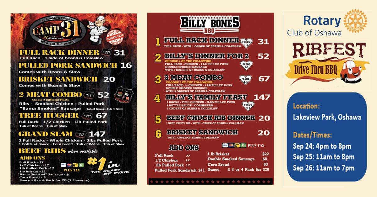 Rotary Club Oshawa (@oshawaribfest) on Twitter photo Fantastic support from #Oshawa last night. #ThankYou . Don't cook. Pick up ribs, pulled pork, corn, & donuts at Lakeview Park. 11am-8pm today and 11am-7pm tmrw. <a href="/Camp31BBQ/">Camp 31 BBQ</a> <a href="/DurhamRadioNews/">Durham Radio News</a> <a href="/Oshawa_Events/">Oshawa Events</a> <a href="/snapdOshawa/">snapd Oshawa</a> <a href="/OMSoshawa/">Ontario Motor Sales</a> <a href="/downtownoshawa/">Downtown Oshawa News</a> <a href="/Oshawa_Generals/">Oshawa Generals</a> <a href="/JohnHenryDurham/">John Henry</a> Fantastic support from #Oshawa last night. #ThankYou . Don't cook. Pick up ribs, pulled pork, corn, & donuts at Lakeview Park. 11am-8pm today and 11am-7pm tmrw. <a href="/Camp31BBQ/">Camp 31 BBQ</a> <a href="/DurhamRadioNews/">Durham Radio News</a> <a href="/Oshawa_Events/">Oshawa Events</a> <a href="/snapdOshawa/">snapd Oshawa</a> <a href="/OMSoshawa/">Ontario Motor Sales</a> <a href="/downtownoshawa/">Downtown Oshawa News</a> <a href="/Oshawa_Generals/">Oshawa Generals</a> <a href="/JohnHenryDurham/">John Henry</a>