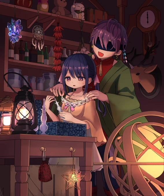 創作絵!押し売り商人さんと女の子 