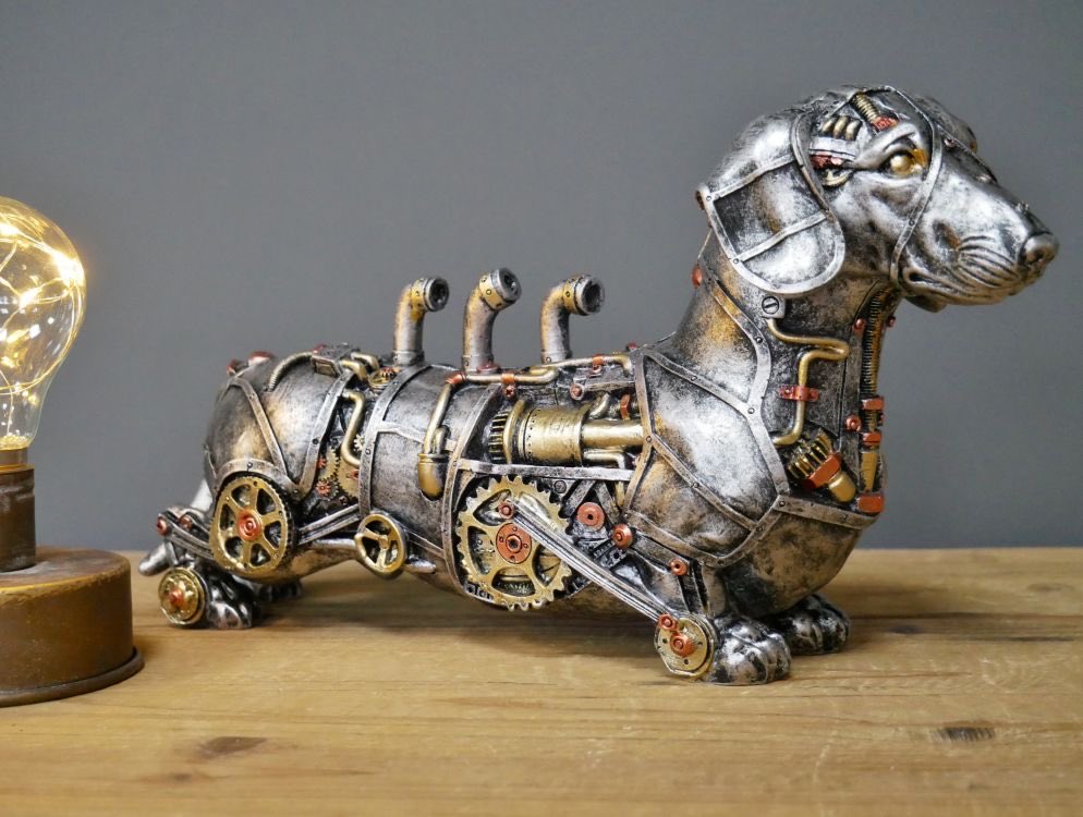 Musk_DaiIy_news's tweet photo. Hello again.
I have a few Steampunk objets trouvés now.   Isn’t he cute 
Steampunk Sausage Dog at The CaveUK https://t.co/sBtLPYjs51