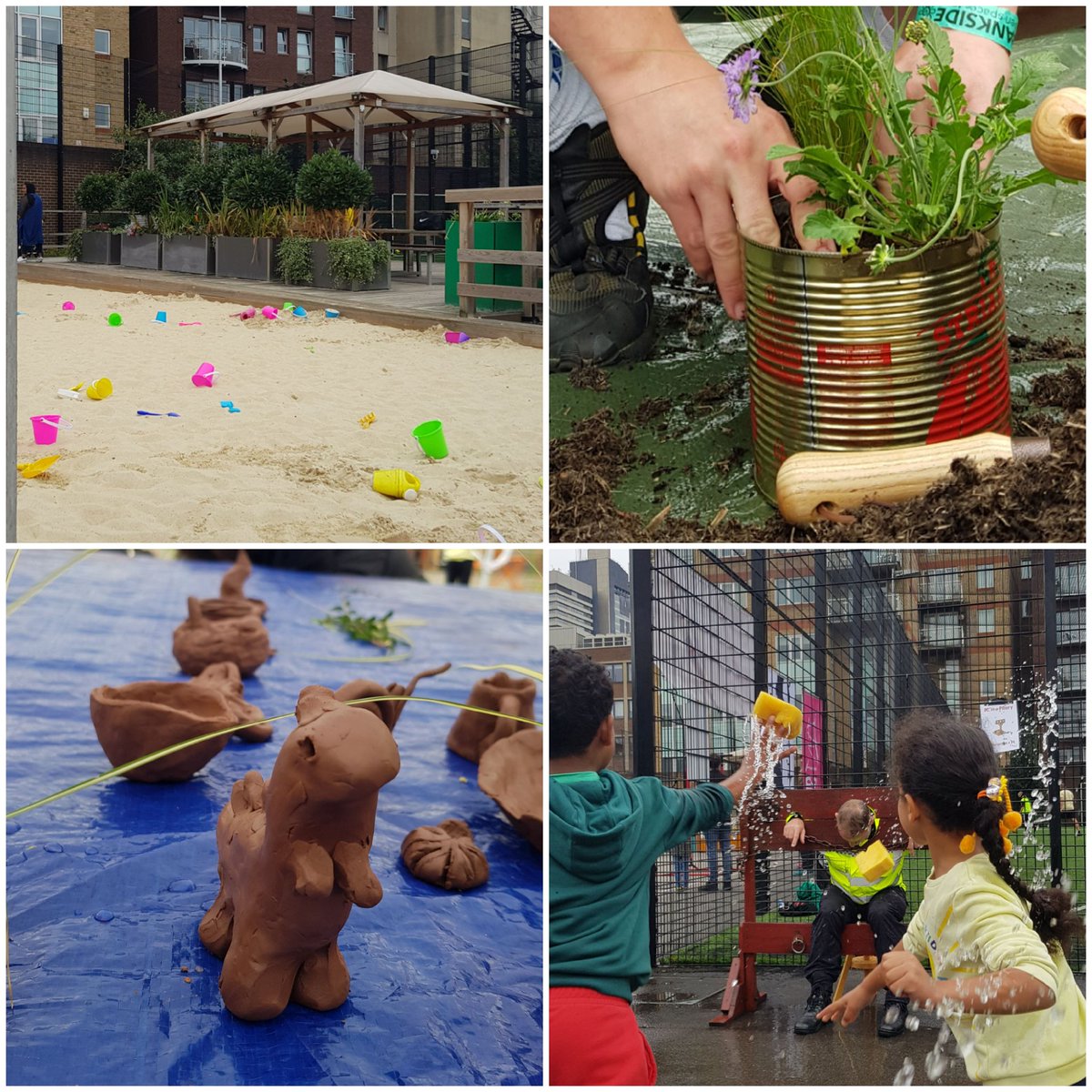 BOSTSE1's tweet photo. Beach, plants, clay and soaking cops - all in Marlborough Sports Garden! #BOSTfest #BanksideOpenSpacesFestival https://t.co/K0F1KmEV6x