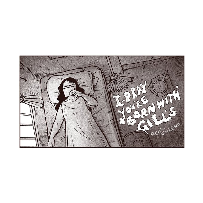 really excited to share that my short comic I pray you're born with gills is part of the 10 Years To Save World comics anthology! 🐟🐠🐡
[link to the whole thing in the replies!] 