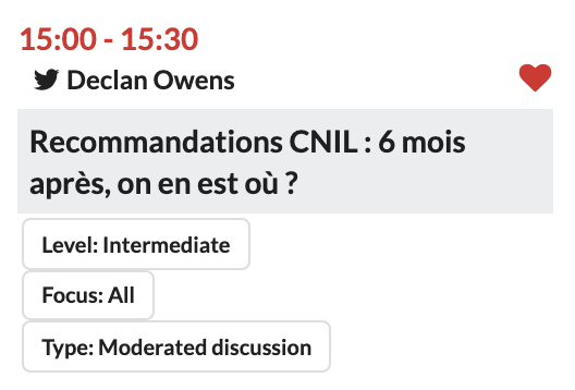 assoAADF's tweet photo. Merci @OwensDS de nous partager le sujet suivant "Recommandations CNIL : 6 mois après, on en est où ?" rdv 15h dans la salle AADF !
#MeasureCamp #Francophonie https://t.co/1TqIKVJhwP