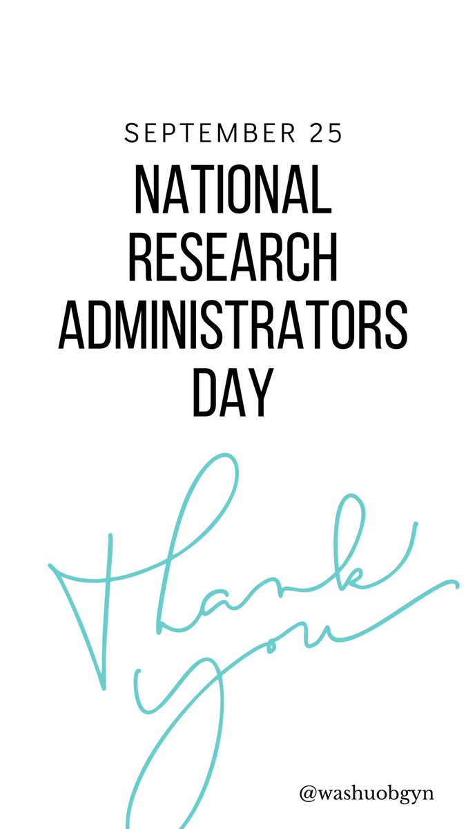 WashU_OBGYN's tweet image. THANK YOU ☺️ “In the face of a global pandemic, through it all our Research Administrators remained resilient, resourceful and stepped up in extraordinary ways” @ebonycartermd @Englandsk785 @DKhabeleMD #nationalresearchadministratorsday