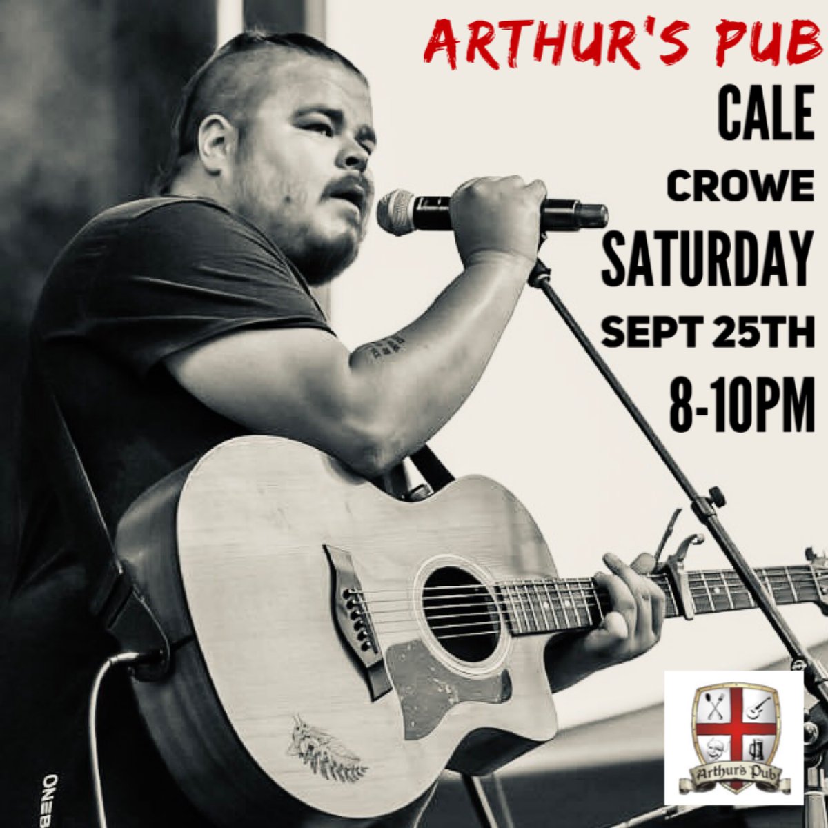 Arthurs_Pub's tweet photo. Cale Crowe is back tonight at Arthur’s Pub from 8-10! He always puts on an amazing show! Don’t miss it!
#livemusic #liveonourstage #localmusician #greatmusic #saturdaynightout https://t.co/e01lfAONHZ