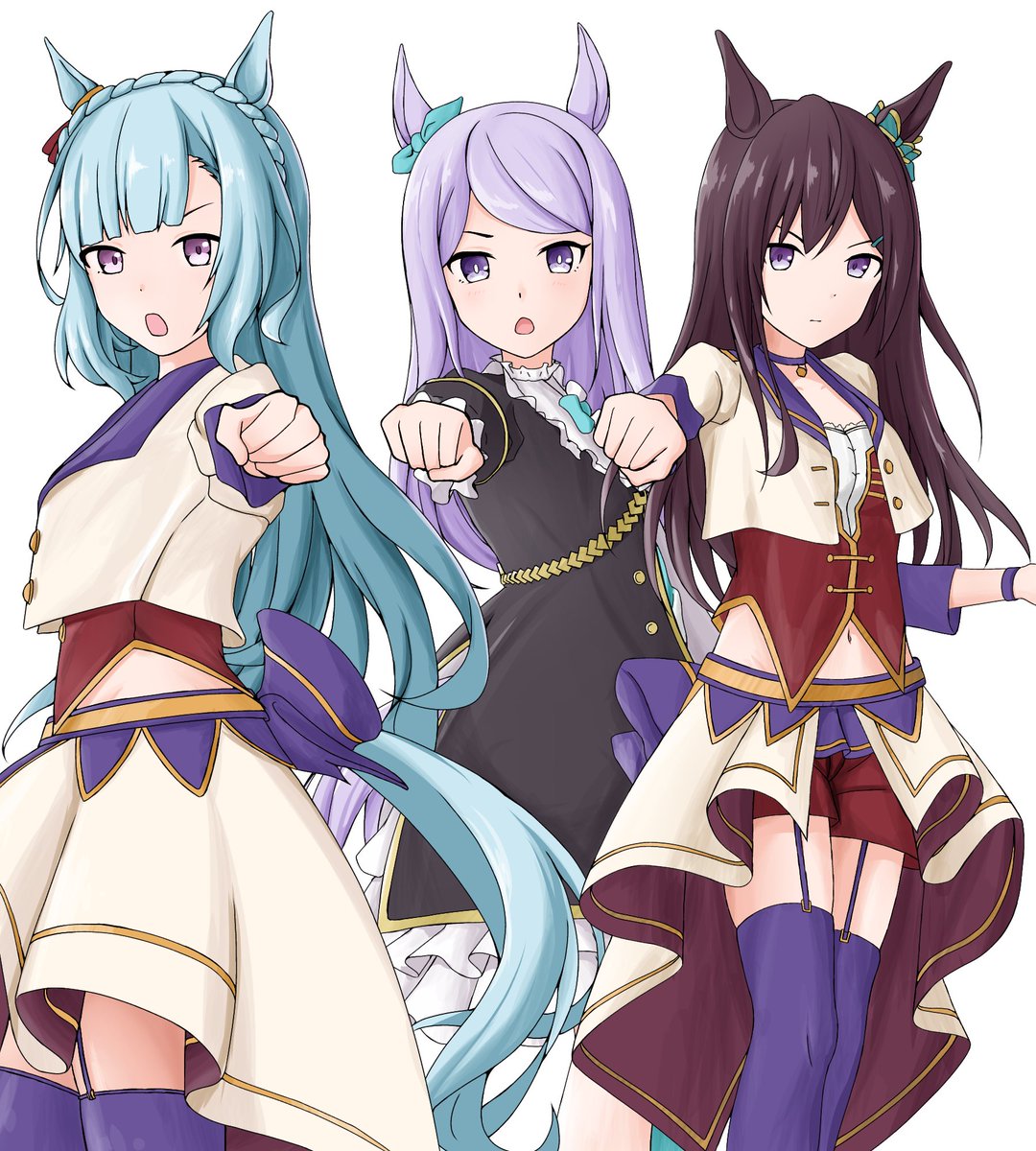 メジロ家の3人描いてみました(再掲) #ウマ娘 #メジロアルダン #メジロ