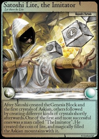 counterpartyio's tweet photo. LOT 53 - SATOSHILITE 

Legendary SoG card of the Litecoin Creator! 

INSPECT: 
https://t.co/2W3yvFTLSP 

START: $5999 https://t.co/VBOqanwmW7