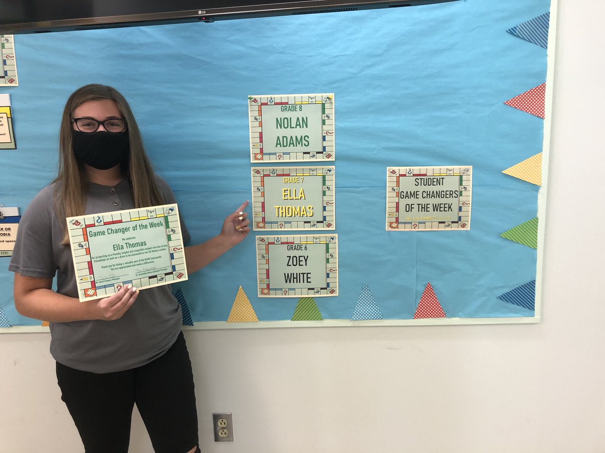 DLSDCounselors's tweet image. Celebrating this week’s #GameChangers at @deerlakessd Middle School - Grade 6 - Zoey White, Grade 7 - Ella Thomas, Grade 8 - Nolan Adams, Staff - Mrs. Mangieri 
Thanks for the difference that you make! #AreYouGame @DLMSPrincipal @drabate_dlms