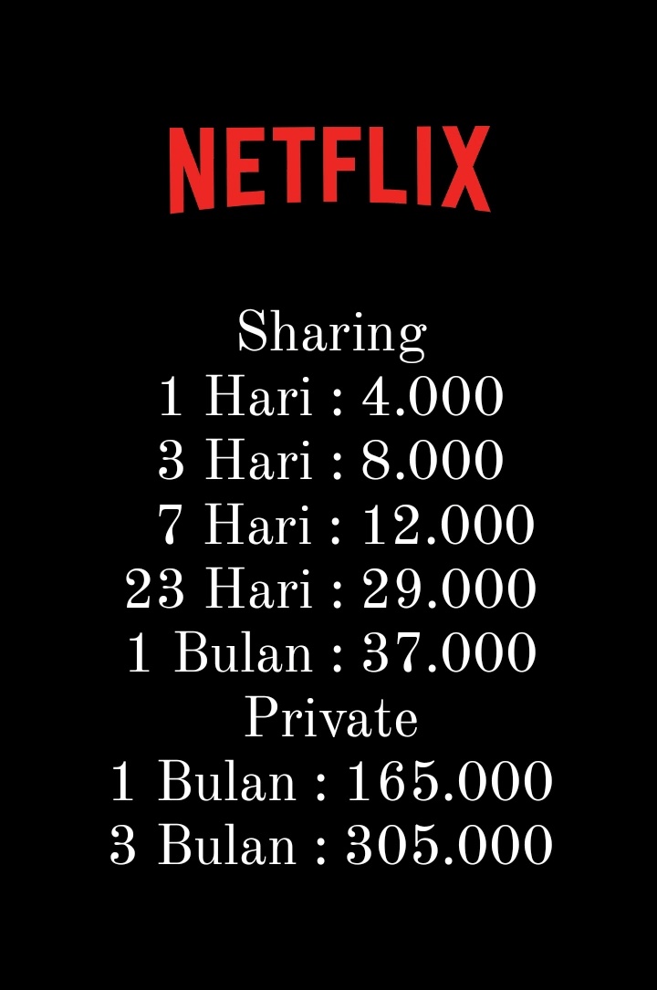 @hxaechi hallo ^^
let's order Netflix premium in my store😍

• legal, trusted & bergaransi
• testi? cek pinned 📌
• payment all E-wallet