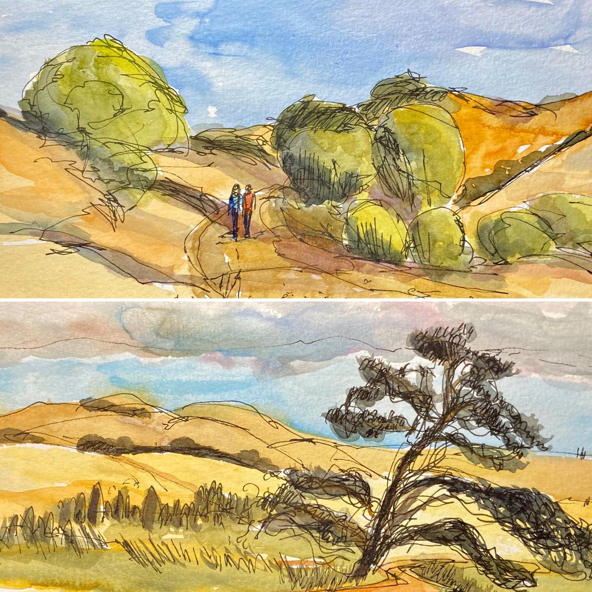 sumacm's tweet image. Two quick sketches from a brief weekend hike in our park. @SCCParks #urbansketchers