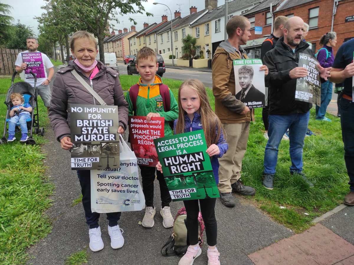 SFGranemore's tweet photo. “Like a cornered rat, London is lashing out to try and deny us the truth and justice we deserve.” - Human Rights advocate @AnneCadwallader speaking today at Irish Street corner, Armagh calling on the British government to scrap their amnesty proposals. #TimeForTruth https://t.co/dG0kRsIfhX