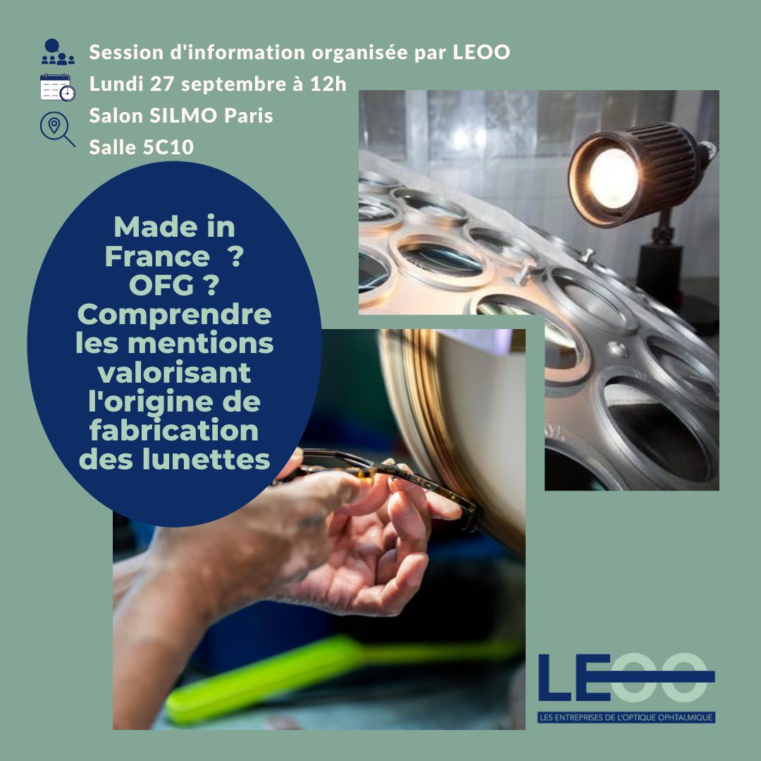 LEOO_Optique's tweet photo. J-2 avant notre prochaine session d'information sur les mentions valorisant l'origine de fabrication des #lunettes 
RDV sur le salon @silmoparis  lundi à 12h, en salle 5C10
#MadeInFrance #OFG #Optique #Silmo https://t.co/dg4LJPjRqp