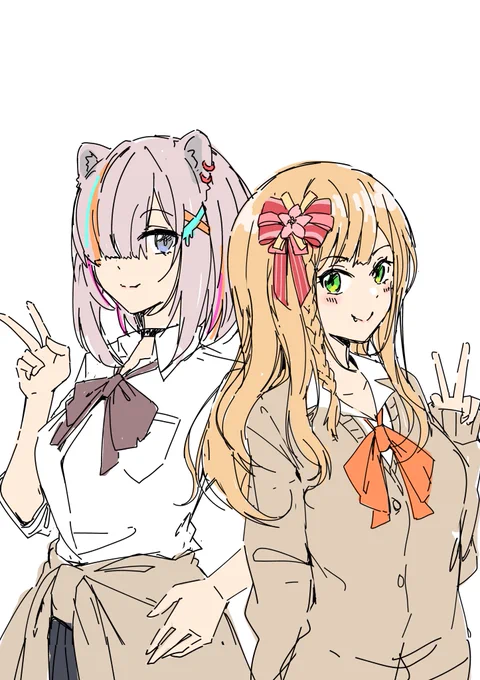 髪めっちゃギャルぽい二人
#ししらーと  
#ねねアルバム 