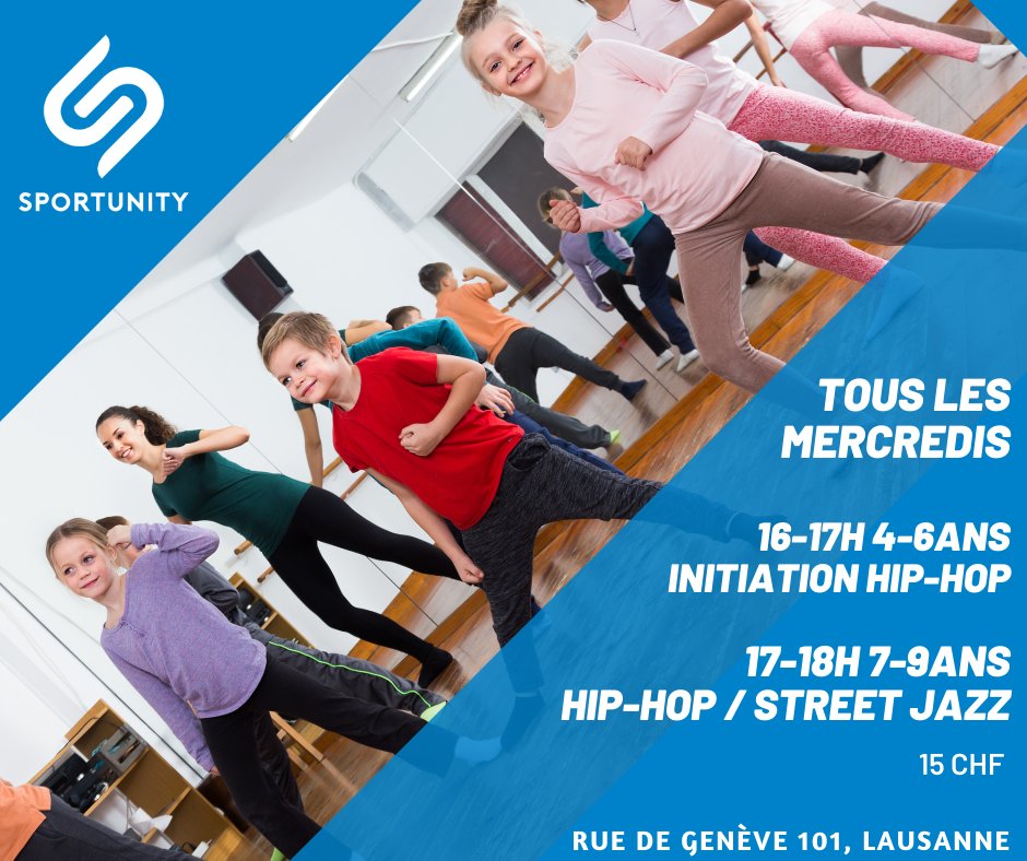 Tous les mercredis - Cours de danse pour les enfants ! 👩‍👧‍👧👨‍👩‍👦‍👦
Venez découvrir du hip hop et street-jazz avec Haifa Rebei Zin Lausanne , qui apprendra à vos enfants ce qu'est le rythme, tout en s'amusant 👌
🧐 Plus de détails et réservations sur l'app
📍 Halle Sportunity à Lausanne