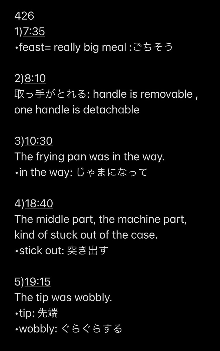 10khappy's tweet photo. Expressions and words from #GoGoエイブ会話 #episode426 https://t.co/X6ucUw9Shp