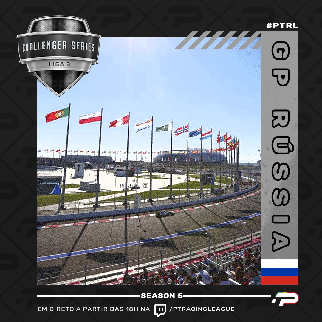 ptracingleague's tweet photo. ⚪⚪ RACE DAY - PC ⚪⚪
Challenger, a nossa terceira divisão dá continuidade à segunda semana da nova temporada 7. Será que os nosso pilotos vão ter condições climatéricas boas para um bom espectáculo??
GP - RÚSSIA ás 18h no nosso canal da TWITCH!!
#PTRL #NOVAEPOCA https://t.co/luIIAkPEiU