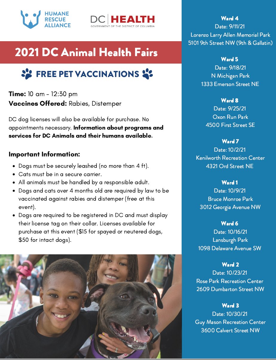 DC Health on Twitter "2021 DC Animal Health Fairs... The next animal