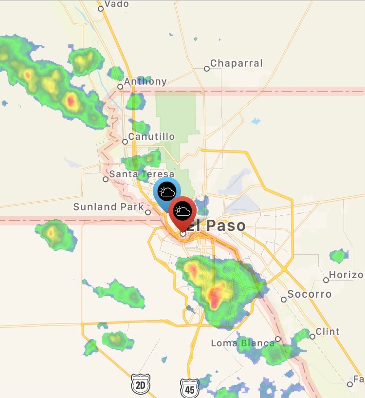 KVIAABC7News's tweet photo. #Breaking -- ABC-7 StormTrack Doppler Radar detects thunderstorms moving into the El Paso area. LIVE RADAR: https://t.co/1EQx47Cwmk https://t.co/UeKbytwF9q