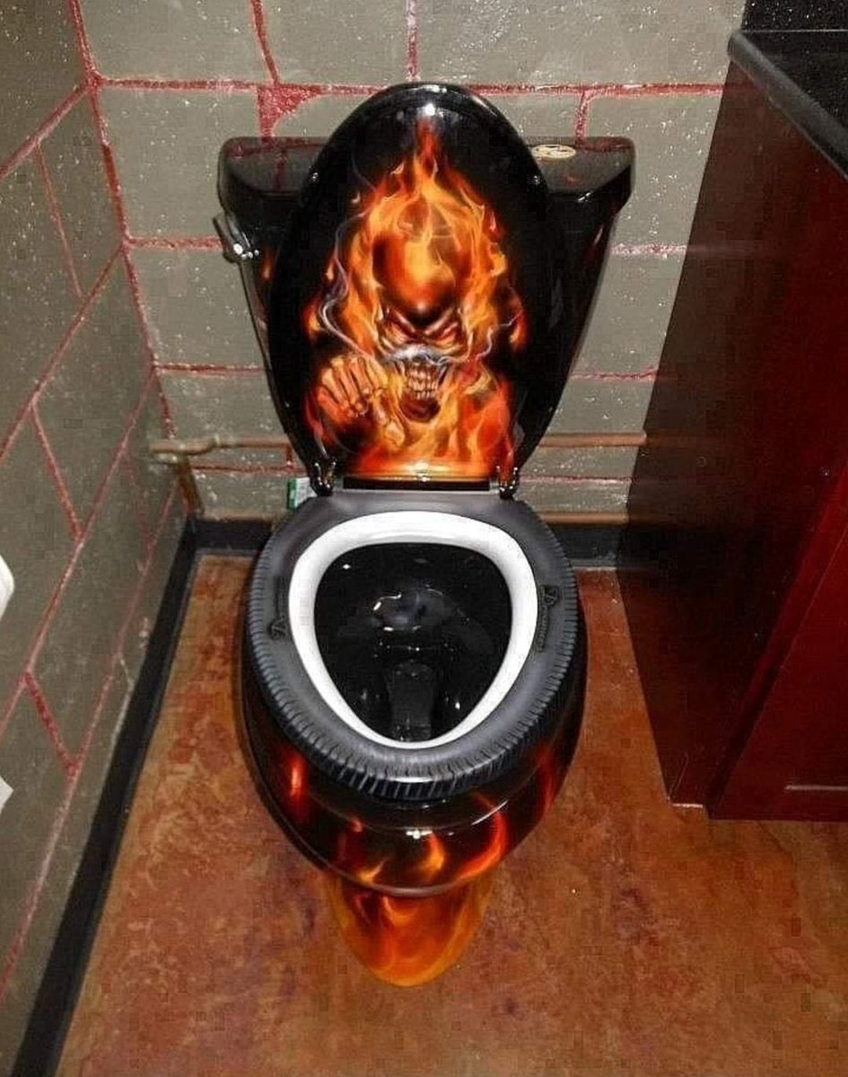 SKULLERHOOD's tweet photo. TAKIN A SHIT ON MY FLAME SKOILET 🖕🏻💀🔥 https://t.co/TMXu83ZDOX