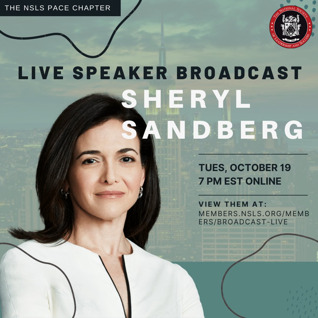 #TheNSLS EXCLUSIVE: Watch @sherylsandberg live on Tuesday, October 19 at 7PM. She serves as the first female #COO of @Facebook + the founder of LeanIn.Org. 

Members can log in here: members.nsls.org/members/broadc… 
#Speakerbroadcast #SherylSandberg #CelebritySpeaker