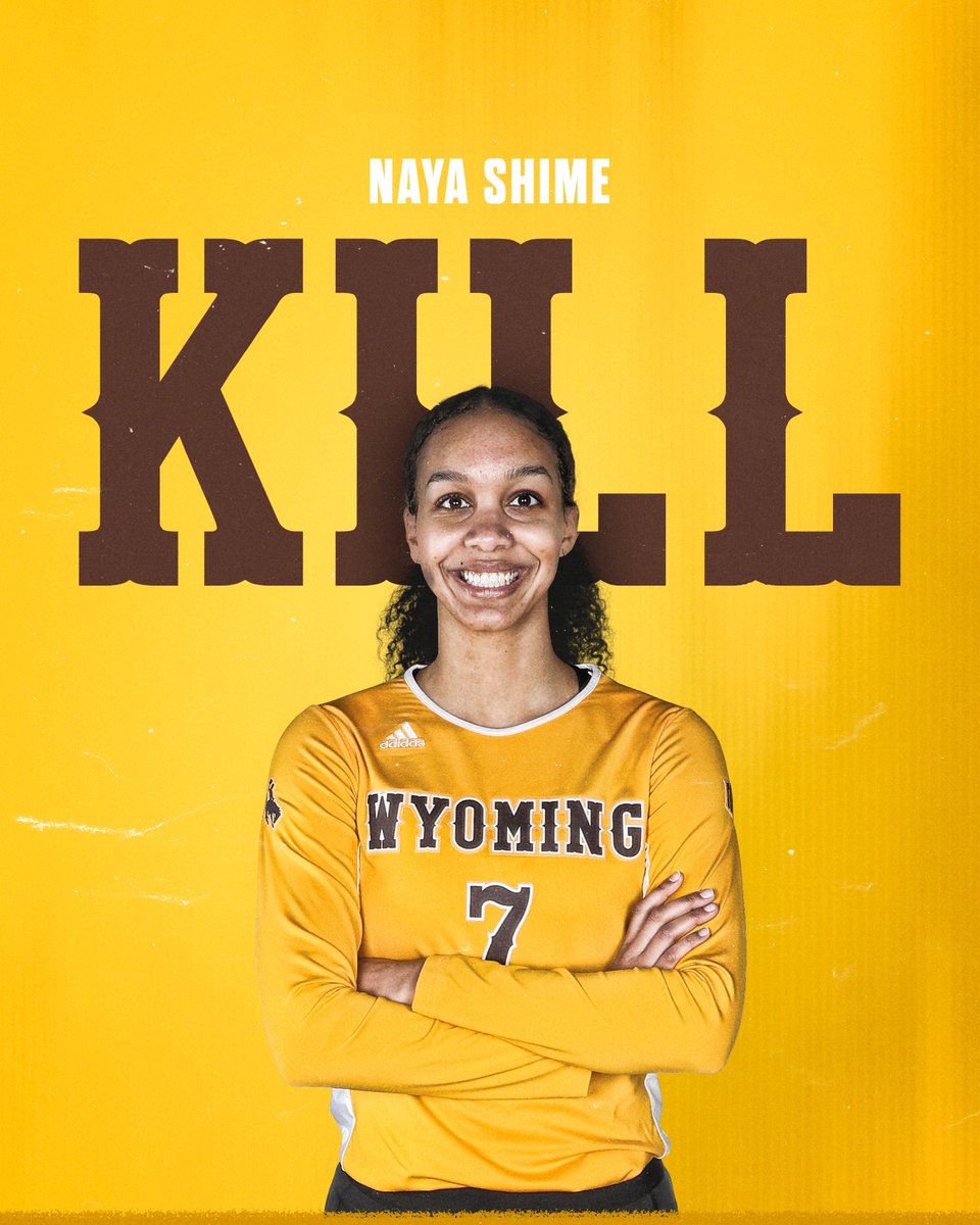 WYO_Volleyball's tweet photo. Not 1, not 2,3, or 4 but, 5️⃣ straight 🤠 kills by @shimenaya 

☄️ 💪 💥 🚀 🤯 https://t.co/c0N93bAiMy